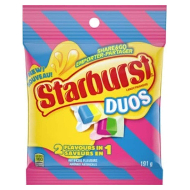 Starburst Duos Chewy, 2 Flavours in 1, Gummy Candy, 191g/6.7 oz., .
