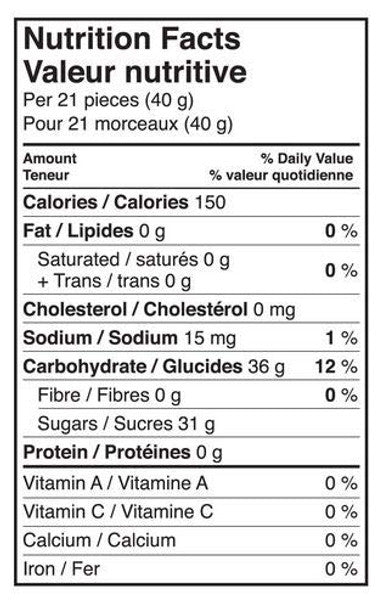 Fuzzy Peach Candy - 355g/12.5oz Nutrition Facts