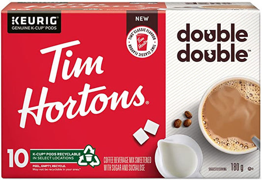 Buy Tim Hortons Double Double Coffee, Recyclable Single Serve Keurig K-Cup Pods, 180g/6.3oz