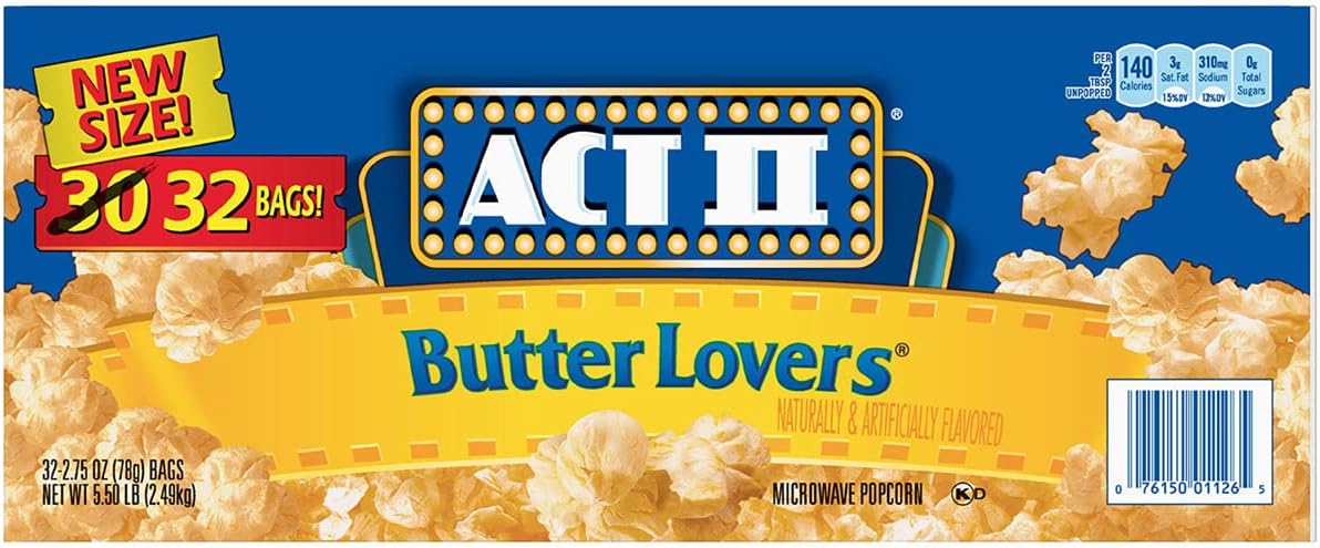 Order Act II Butter Lovers Microwave Popcorn, 32 Bags (78 Grams Each)