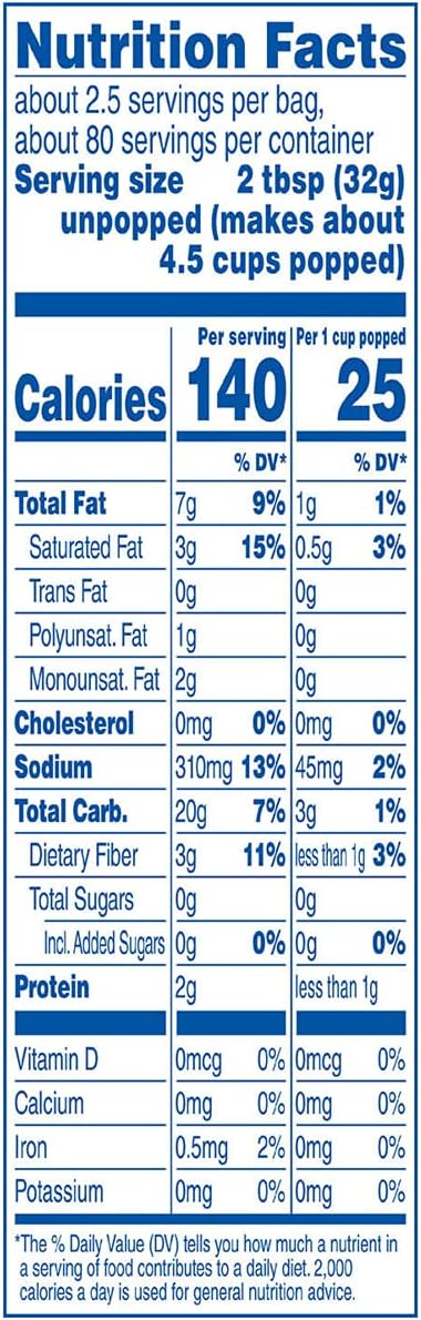 Act II Butter Lovers Microwave Popcorn, 32 Bags (78 Grams Each) Nutrition Facts