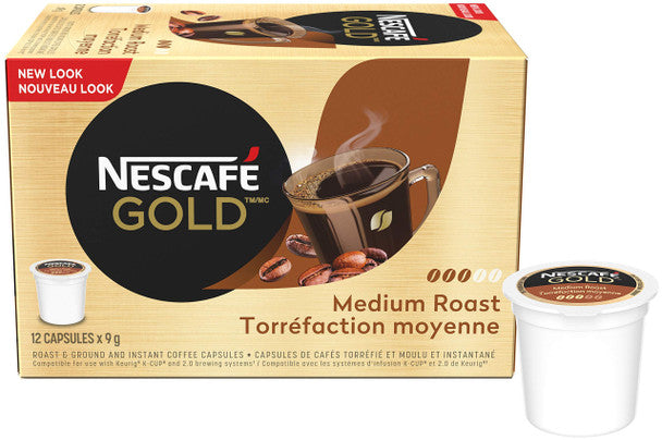 Nescafe Gold Medium Roast Coffee Pods, 12 capsules .