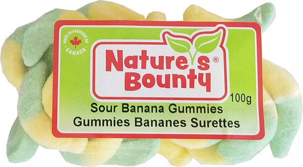 Nature's Bounty Sour Banana Gummies Candy Bag, 100g/3.5oz