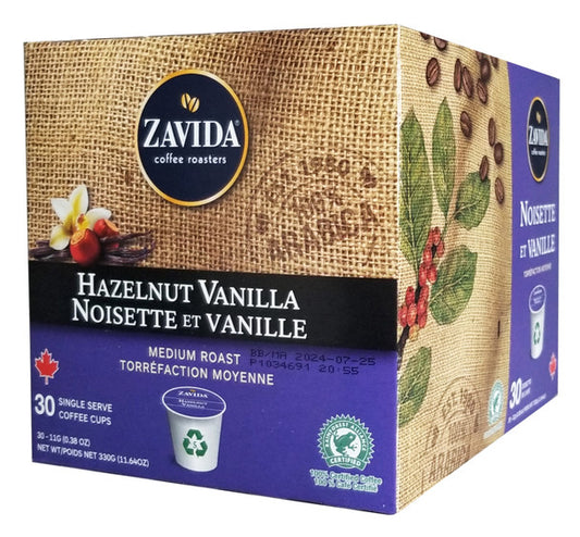 Buy Zavida Hazelnut Vanilla Medium Roast Coffee, K-Cups, 30 Count, 330g/11.64oz