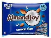 Almond Joy Coconut & Almond Chocolate Candy Snack Size Bar Value Pack Laydown Bag (36 oz., 60 ct.)