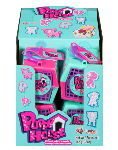 Exclusive Brands Puppy House filled with Candy, (12 x 8g/0.3 oz.), 96g/3.36 oz., Box .