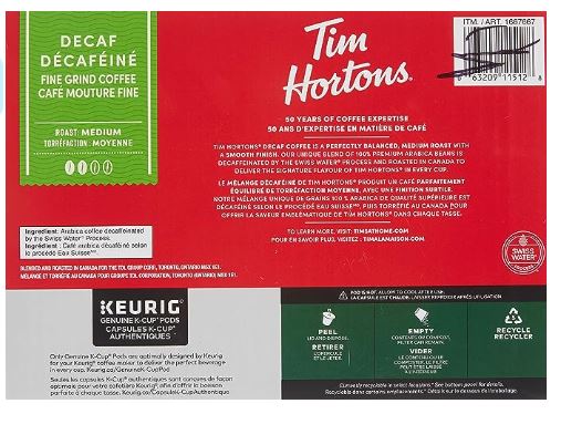 Shop Tim Hortons Single-serve Decaf 80 K-Cup Pods, 840g/29.6oz