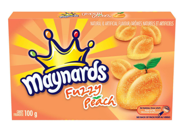 Maynards Gummy Candy, Fuzzy Peach, 100g/3.5 oz.