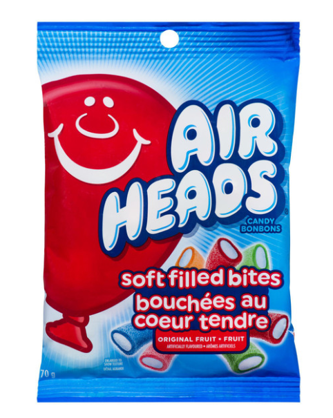 Airheads Candy Soft Filled Bites, Assorted Flavors, 170g/5.9 oz. Bag .