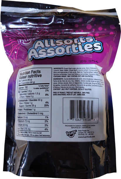 Huer Licorice Allsorts, Peanut Free, Candy, 350g/12.3 oz., Bag, .