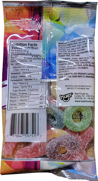 Huer Sour Suckers Gummy Candies, 75g/2.6 oz., Peg Bag, .