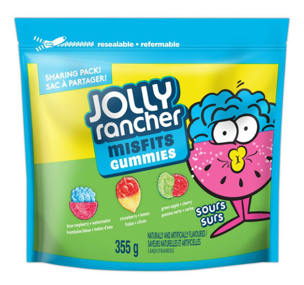 Jolly Rancher Misfits Assorted Sours Gummies, 355g/12.4 oz., Sharing Bag, .