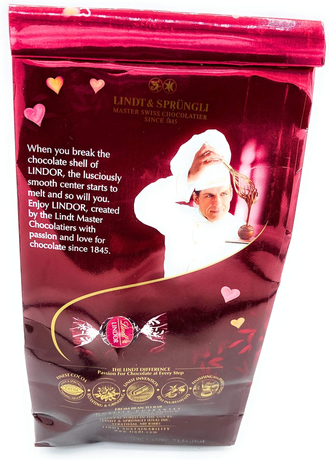 Lindt Lindor Valentines Strawberry Dark Chocolate Truffles