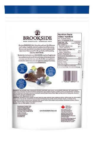 Brookside Chocolate Acai & Blueberry Chocolates - 850g/30oz Package Back Side Information