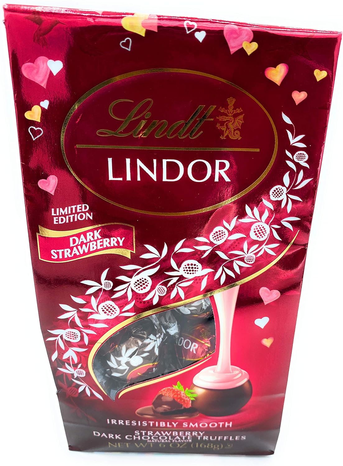 Lindt Lindor Valentines Strawberry Dark Chocolate Truffles