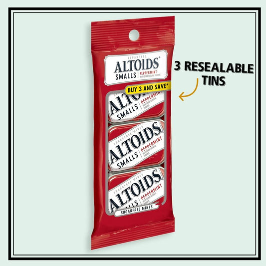 Altoids Smalls Peppermint Sugarfree Mint, 0.37 Ounce, 3 Count