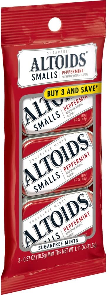 Altoids Smalls Peppermint Sugarfree Mint, 0.37 Ounce, 3 Count