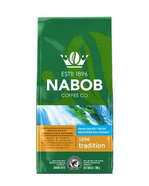 Nabob 1896 Tradition Swiss Water Decaf Medium Roast Ground Coffee, 300g / 10.58oz .