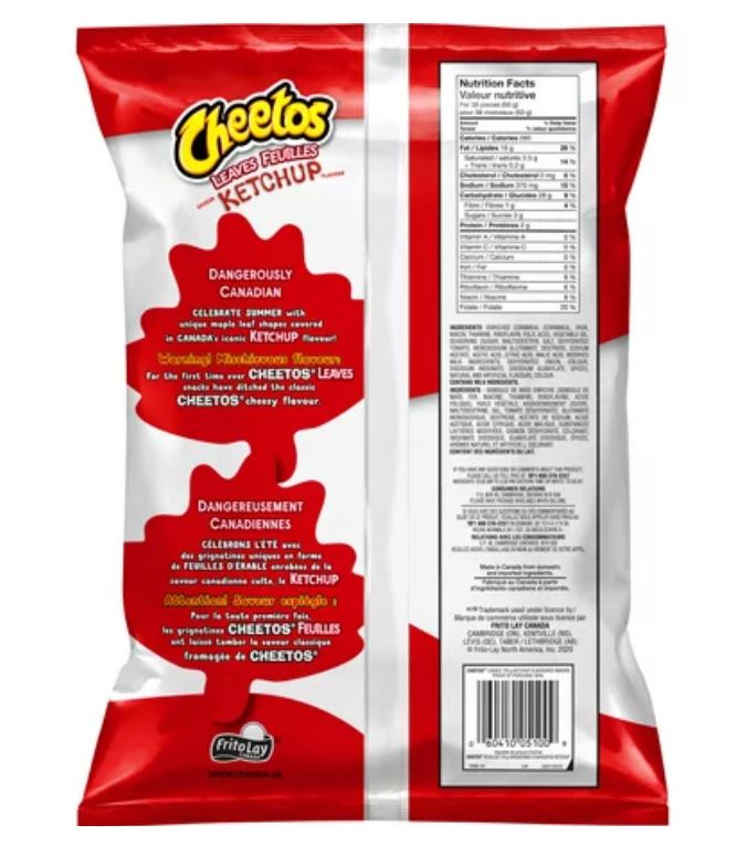 Cheetos Chips Leaves Ketchup Cheese Flavoured Snacks 170g6oz Back Part