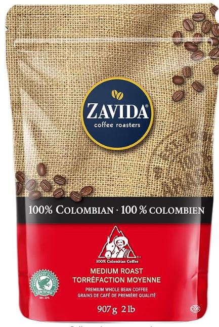 Zavida Coffee 100% Colombian Whole Bean 907 Grams 2 Pounds (3 Bag)