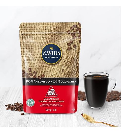 Zavida Coffee 100% Colombian Whole Bean 907 Grams 2 Pounds (3 Bag)