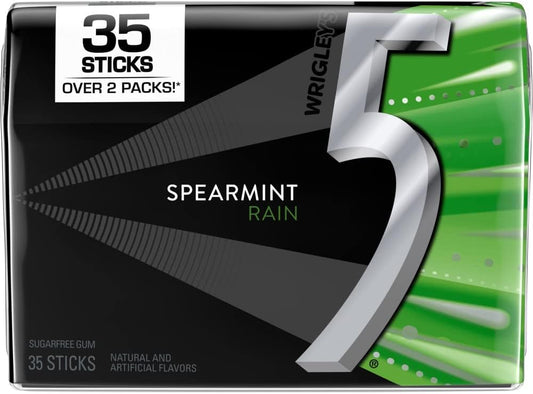 Order 5 Gum Sugarfree Gum Spearmint Rain (35-Stick in 6 Pack)