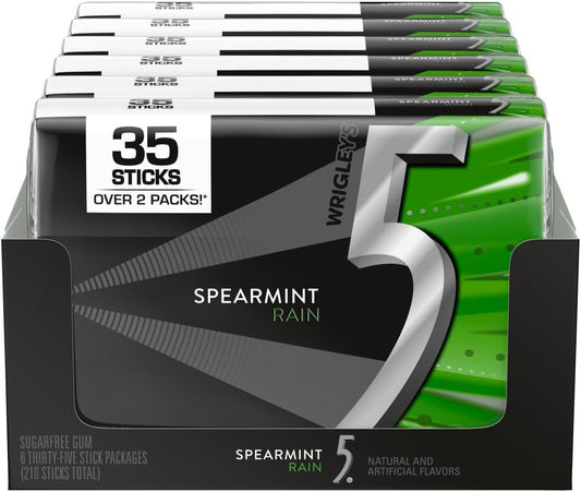 Buy 5 Gum Sugarfree Gum Spearmint Rain (35-Stick in 6 Pack)