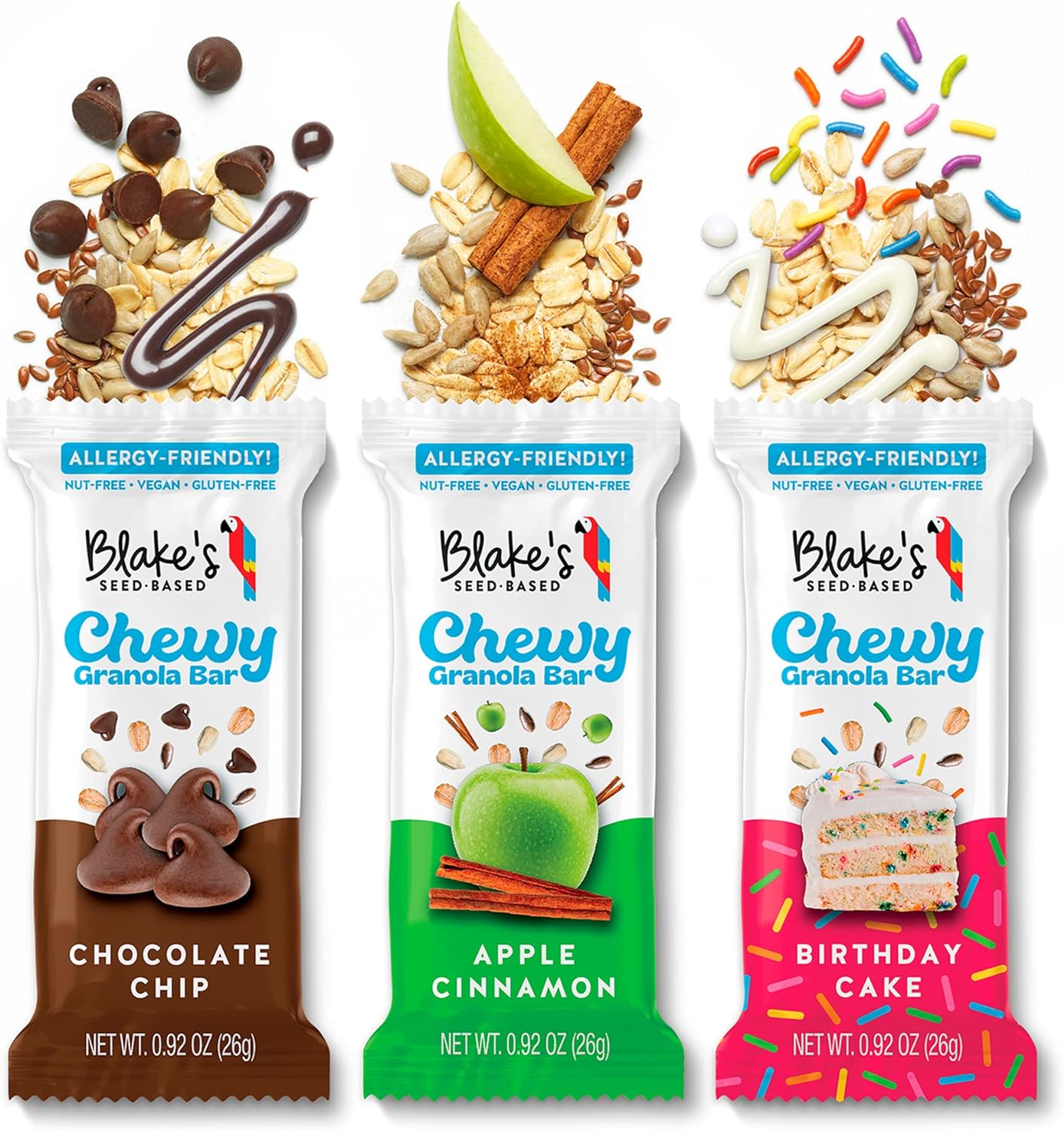 Blake’s Seed Based Chewy Granola Bars — Chocolate Chip (5 Count), Vegan, Gluten Free, Nut Free & Dairy Free, Healthy Snacks for Kids or Adults, School Safe, Low Calorie Soy Free Snack