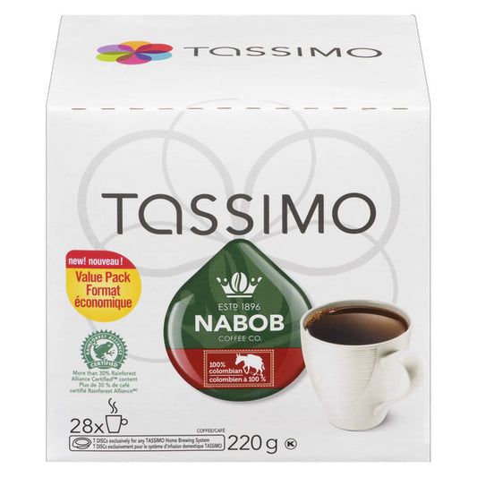 Tassimo Nabob 100% Columbian Coffee Single Serve T-Discs, 28 T-Discs