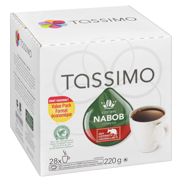 Tassimo Nabob 100% Columbian Coffee Single Serve T-Discs, 28 T-Discs