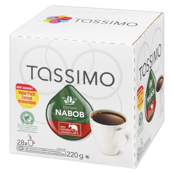 Tassimo Nabob 100% Columbian Coffee Single Serve T-Discs, 28 T-Discs