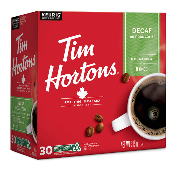 Get Tim Hortons Medium Roast K-cup Decaf Coffee 30 Count - 315g