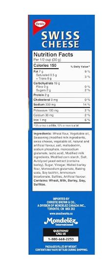 Christie Ritz Crackers, Cheese - 304 g