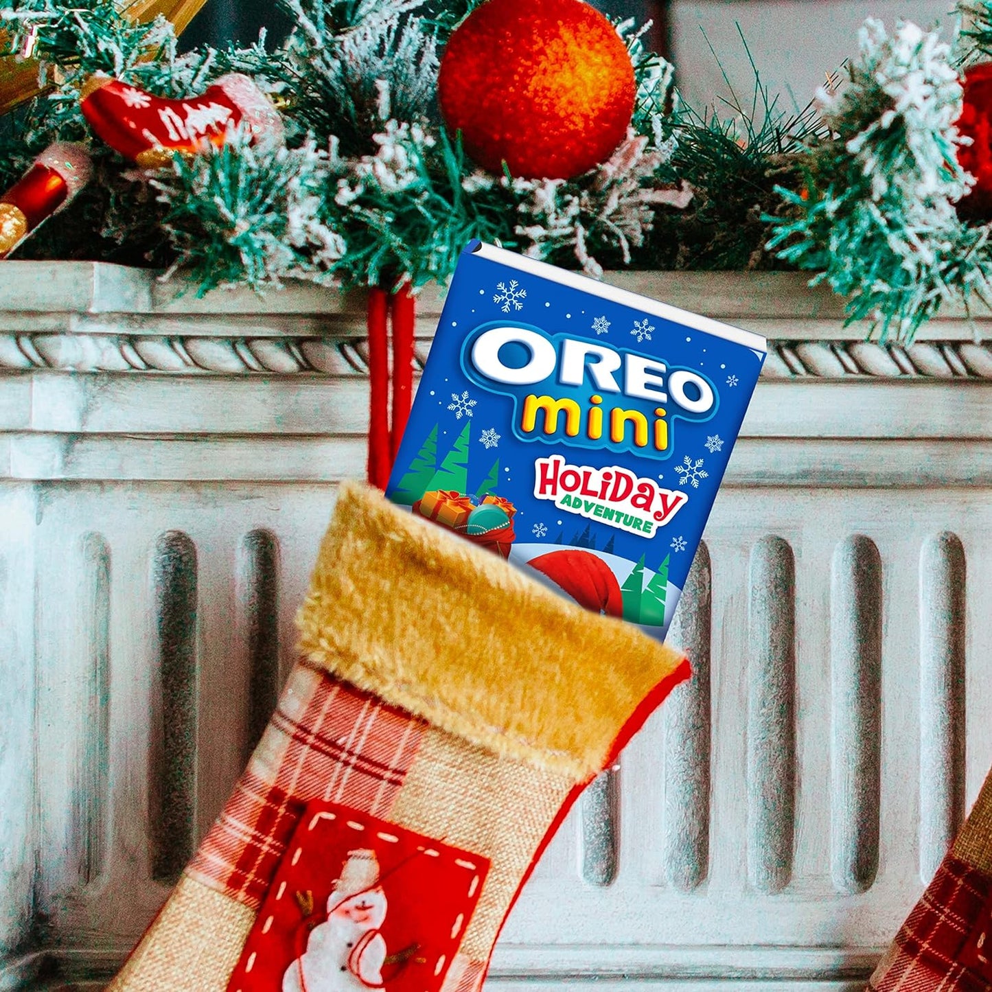OREO Holiday Adventure Storybook Stocking Stuffer, 2-1 oz Snack Packs of OREO Mini Chocolate Sandwich Cookies