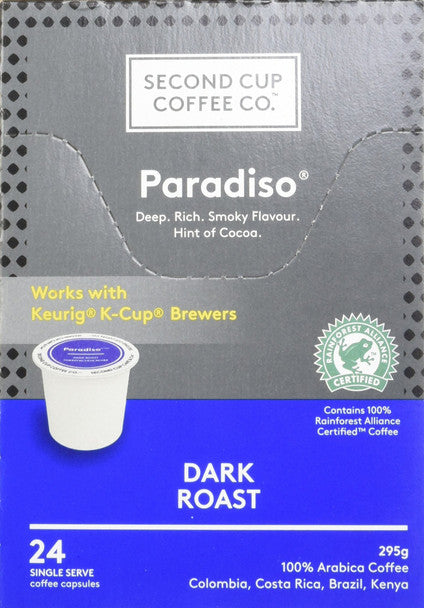 Second Cup Paradiso Dark Roast Coffee, 24-Count .