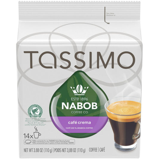 Buy Tassimo Nabob Cafe Crema Single Serve T-Discs, 110g/3.9 oz., 14 T Discs