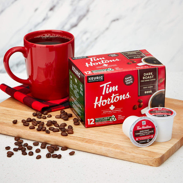 Enjoy Tim Horton's Dark Roast Coffee (48 Count K-cup)
