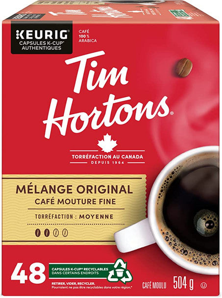 Get Tim Hortons Original Blend Medium Roast Coffee 48 Cups- 504g