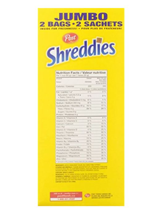 Post Jumbo Shreddies Cereal, 1.24kg/43.73oz – Snowbird Sweets