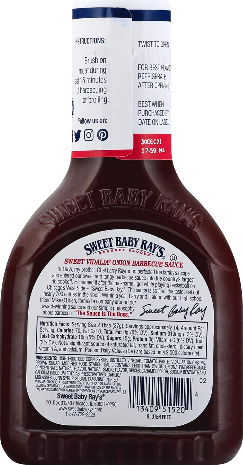 Sweet Baby Ray's Gourmet Barbecue Sauce Sweet Vidalia Onion