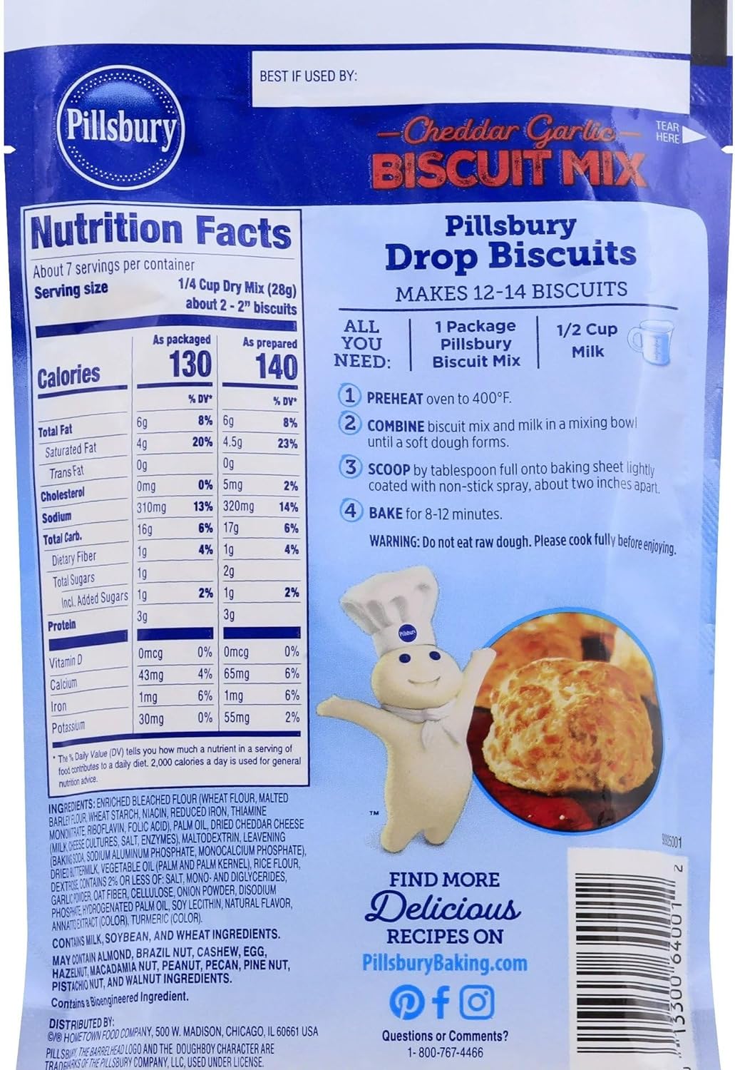 Pillsbury Cheddar Garlic Biscuit Mix, 7 Oz Bag