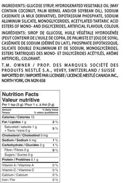 Nestle Coffee-Mate Original Coffee Whitener Can - 1.4 kg Ingredients List and Nutrition Facts