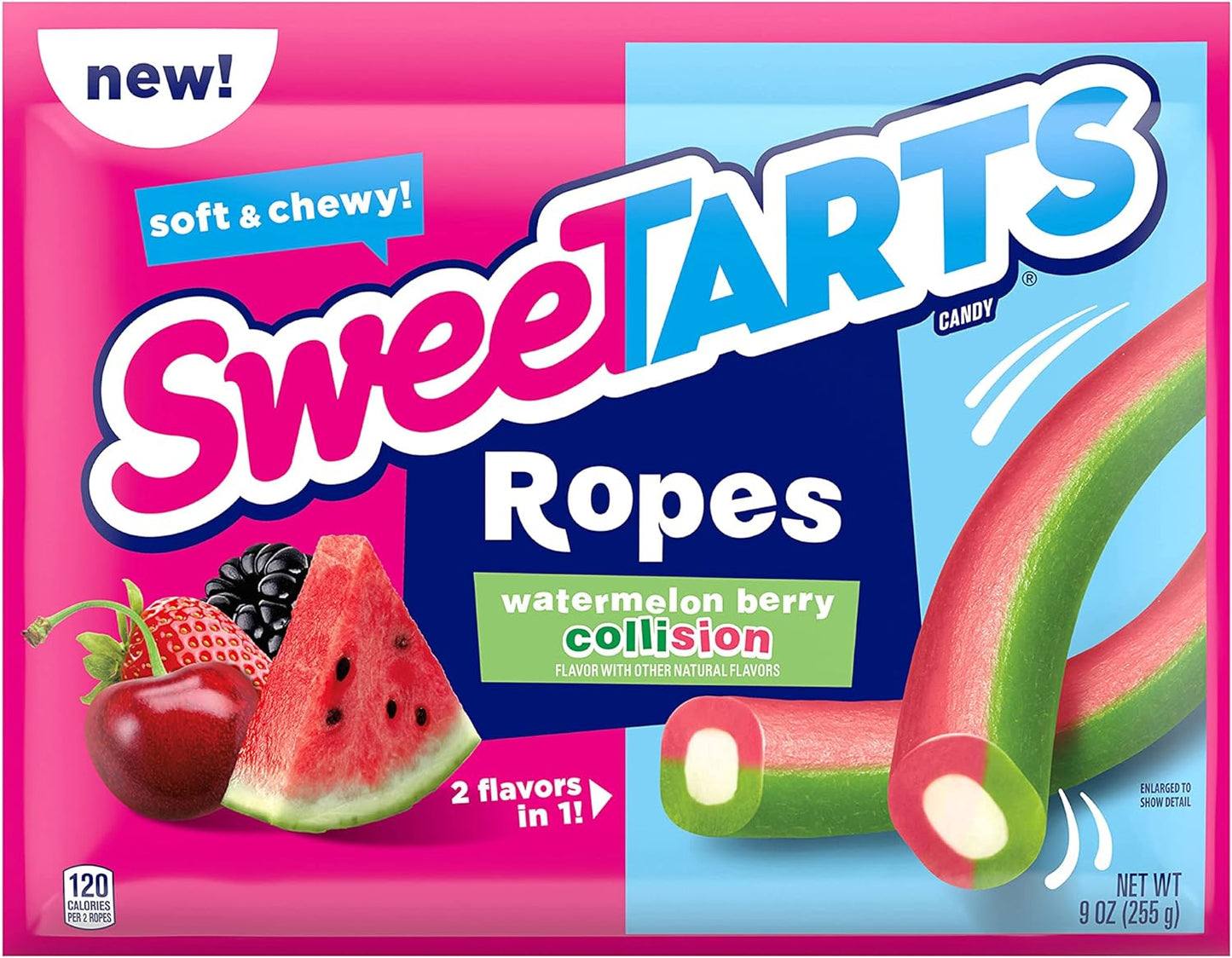 SweeTARTS Watermelon Berry Collision Ropes Candy, 9 oz