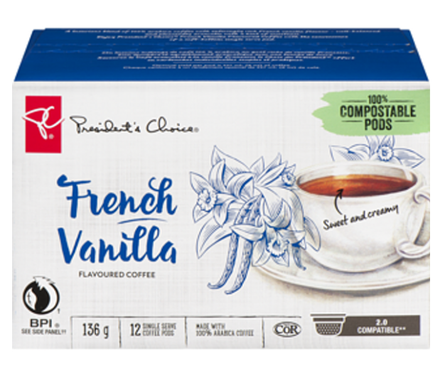 Buy President's Choice French Vanilla Flavoured Coffee Single Serve Keurig Coffee Pods, 12ct