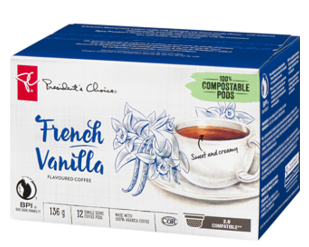 Order President's Choice French Vanilla Flavoured Coffee Single Serve Keurig Coffee Pods, 12ct