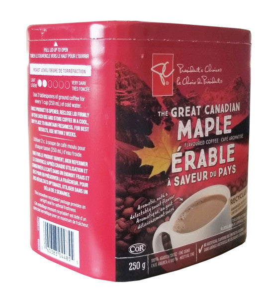 President's Choice The Great Canadian Maple Flavored Coffee 250g/8.75oz