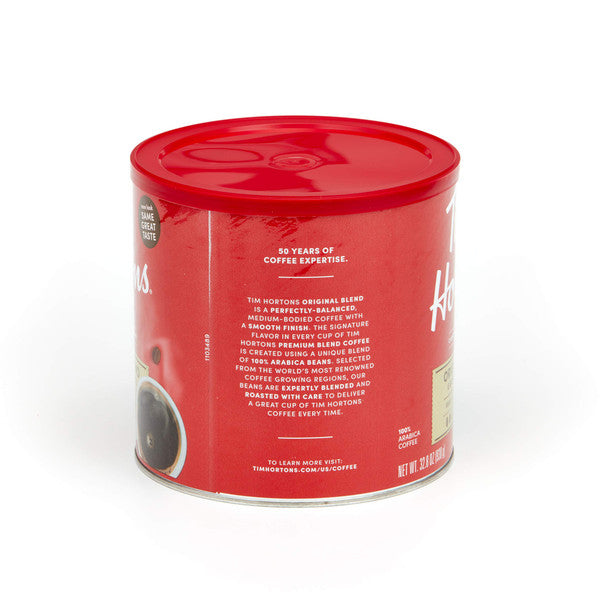 Tim Hortons 100% Arabica Medium Roast Coffee - 930g/33oz (Canadian) Jar Back Side Information