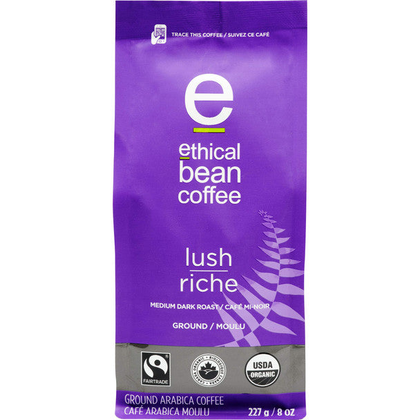 Buy Ethical Bean Coffee Lush Medium Dark Roast Ground 227g/8oz
