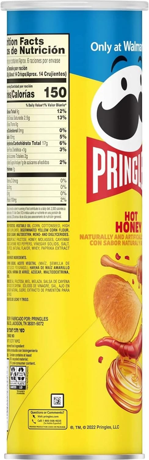 Pringles Hot Honey Potato Crisps Chips, 5.5 oz