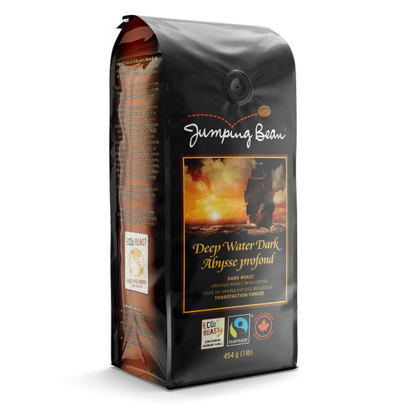 Jumping Bean Deep Water Roast Fairtrade Organic Whole Bean Coffee, Dark Roast, 454g/1lb., .